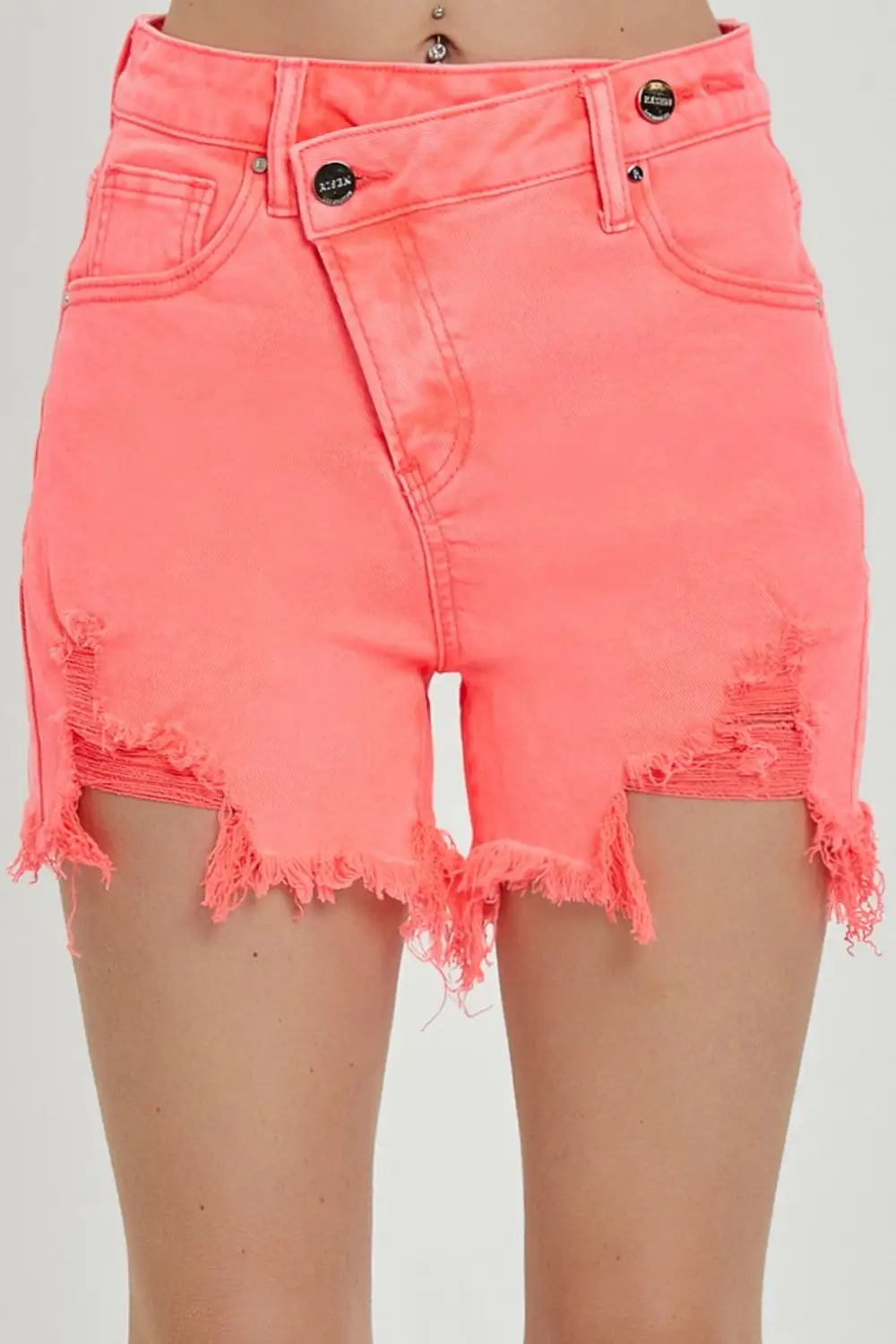 Raw Hem Asymmetrical Waist Shorts Denim Pants