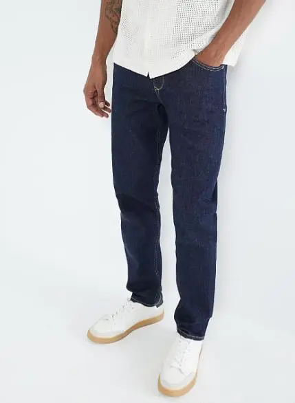 Dark Blue Cotton Slim Fit Men's Jeans