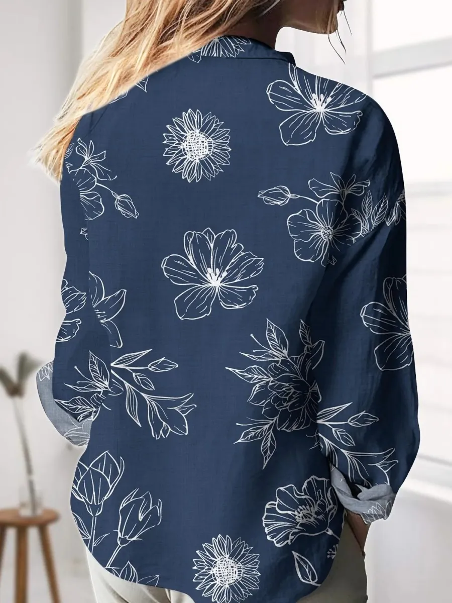 Minimalist Floral Button Shirt