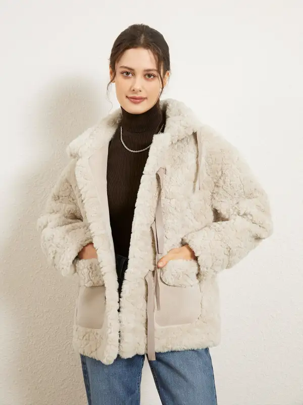 Faux Fur Solid Button Up Jacket