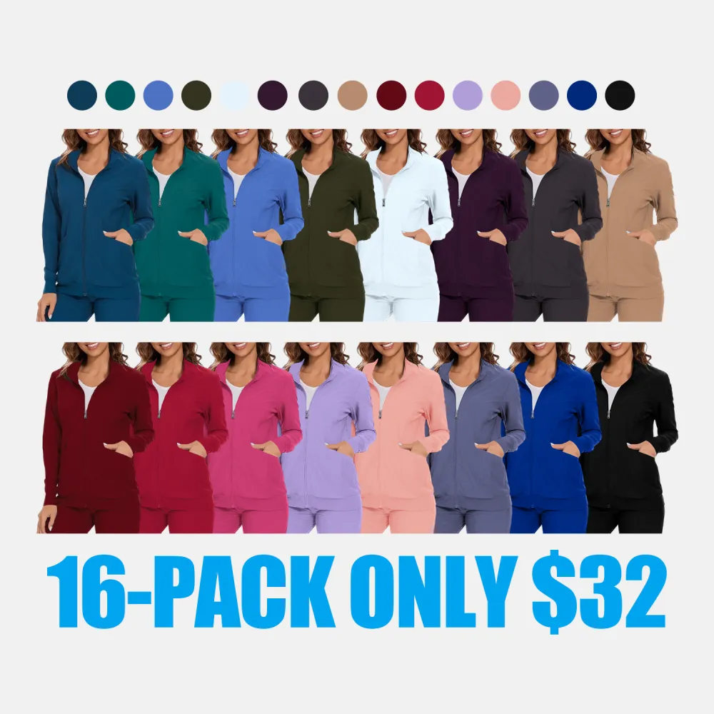 Scrub Jackets for Woman, Zip Front Nurse Jacket, 4-Way Stretch Fabric