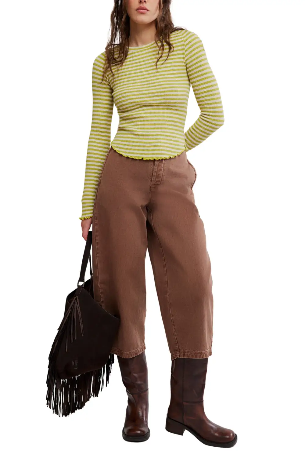 Striped Raglan Sleeve Long Sleeve Relaxed Soft Tee