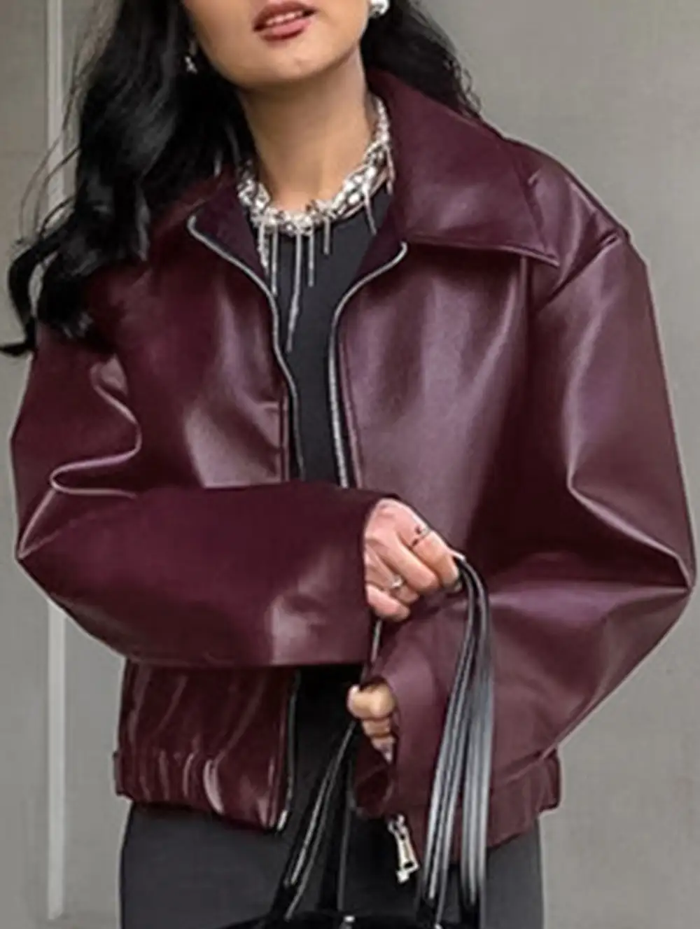 Loose Fitting Motorcycle Leather Jacket