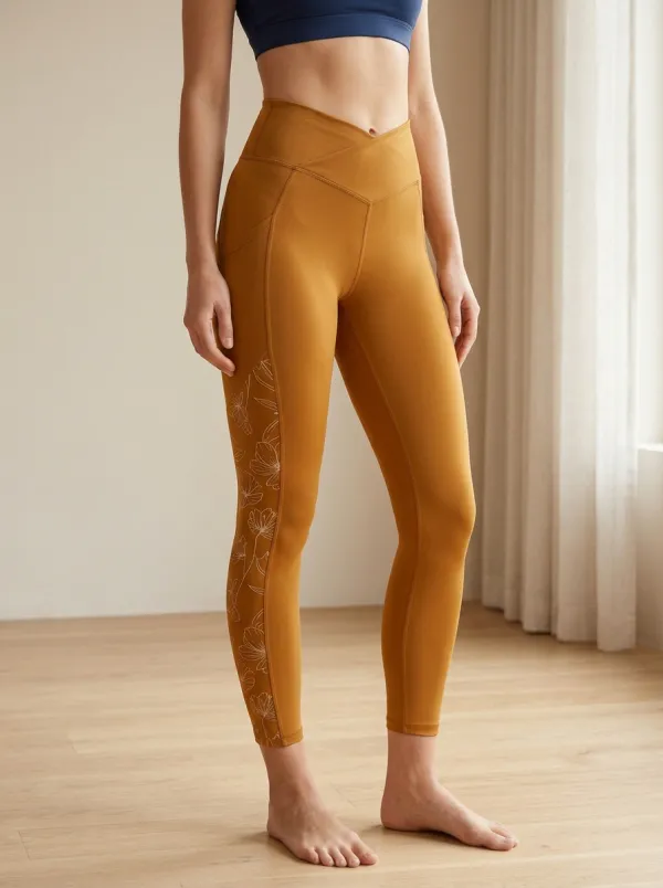 Women's Yoga Floral Side Print Yoga Pants