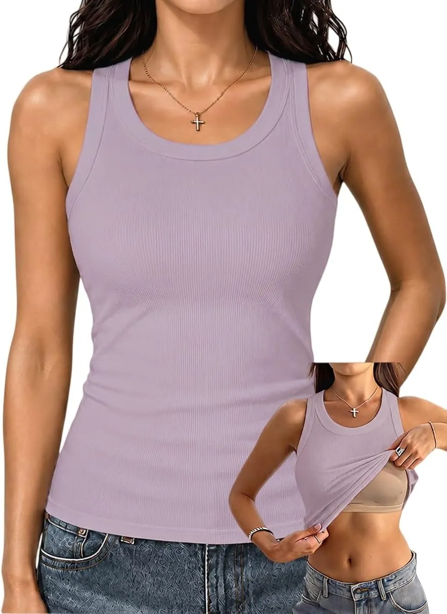 Women's Racerback Built-In Bra Tank Top