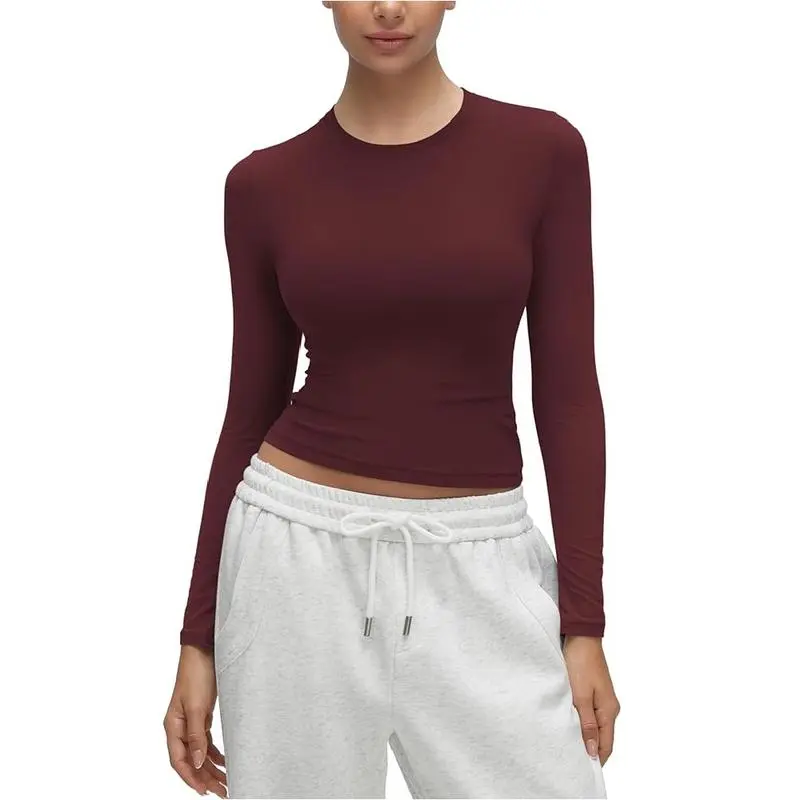 Long Sleeve Shirts for Women Soft Crew Neck Tight Tops