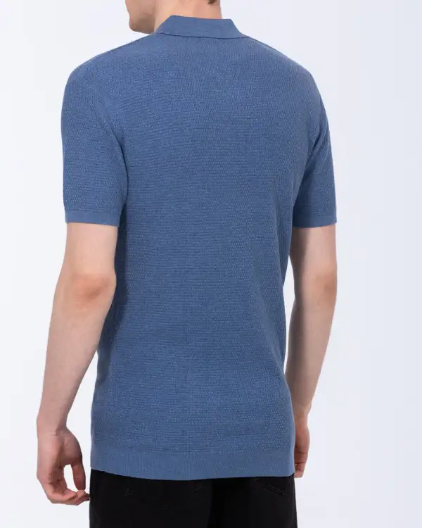 Relaxed Textured Open Collar Polo Shirt