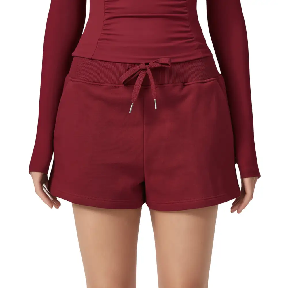 High-Waist Drawstring Wide-Waistband Side-Pocket Athletic Shorts