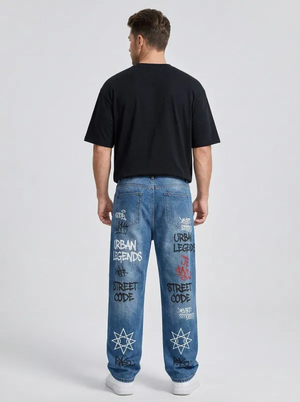 Men's Urban Streetwear Graffiti Jeans