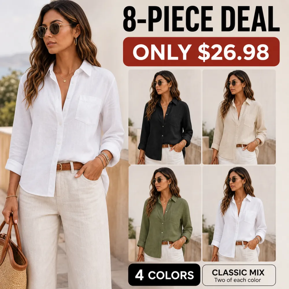 Women's Summer Linen Button-Down Long Sleeve Shirts