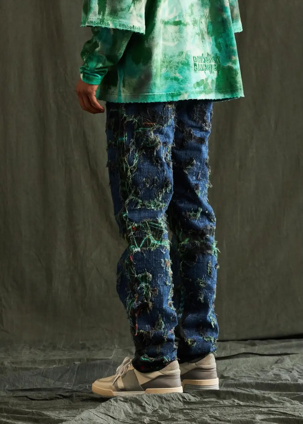 Distressed Tapered Straight Jeans