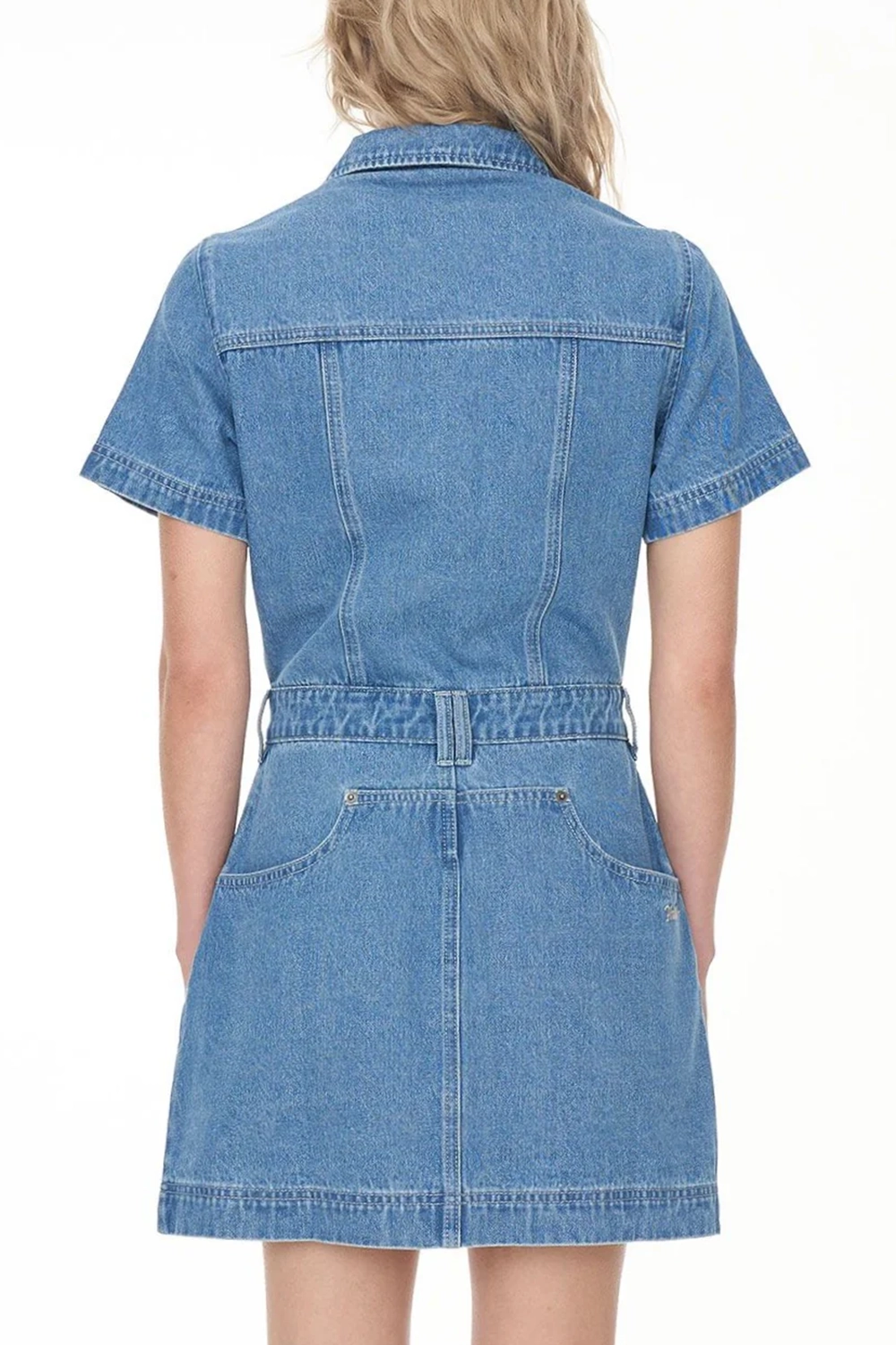 Denim Button - Front Short - Sleeve Dress
