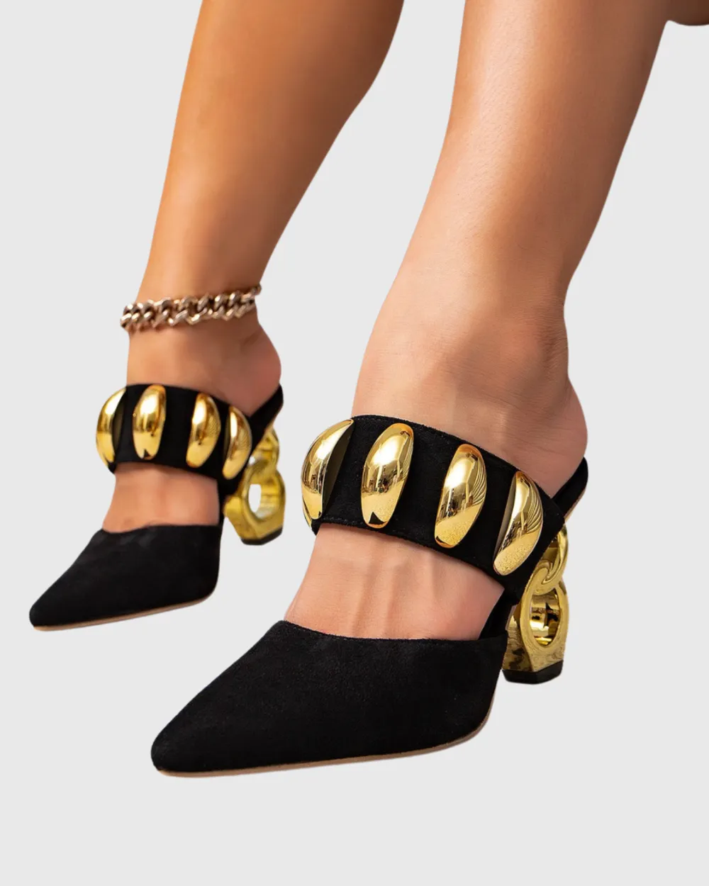 Hardware Strap Chain Mules