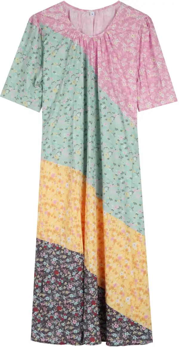 Trendy Print Round Neck Midi Dress
