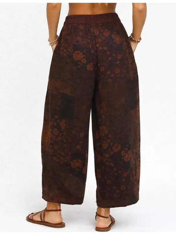 Boho Elastic Waist Barrel Leg Pants
