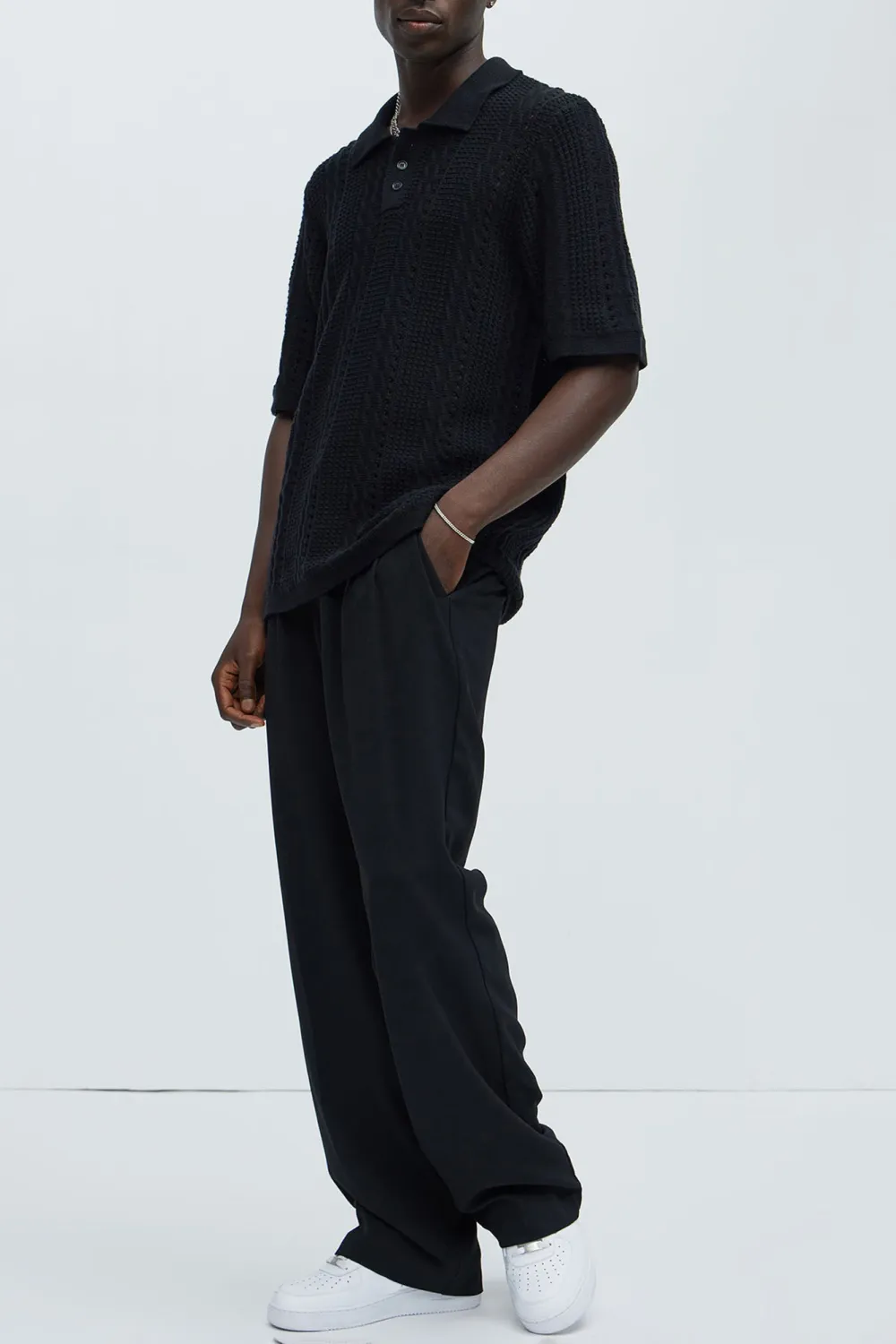 Boho Fold Down Collar Knitted Polo