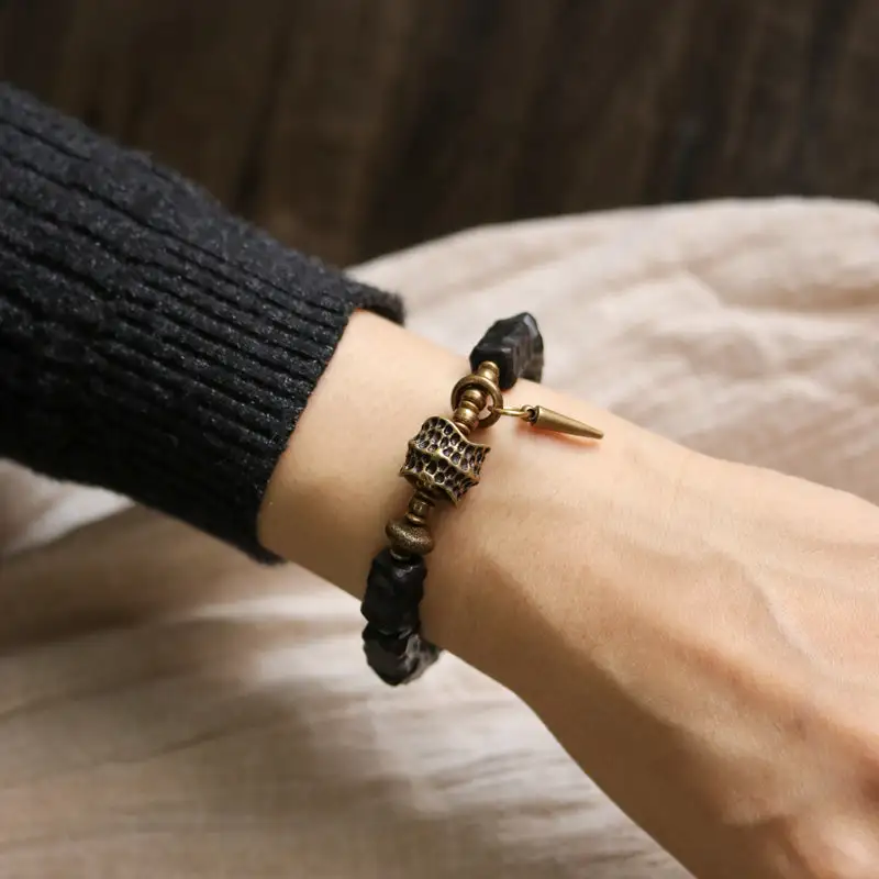 Ebony Wood Copper Couple Bracelet