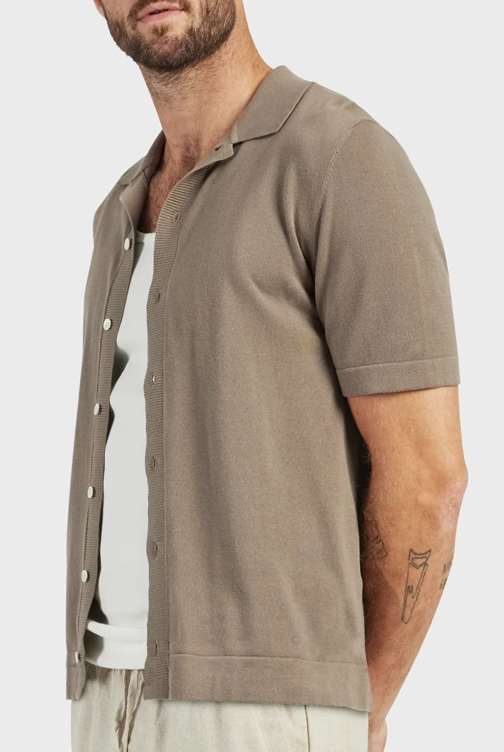 Solid Color Knit Short  Shirt