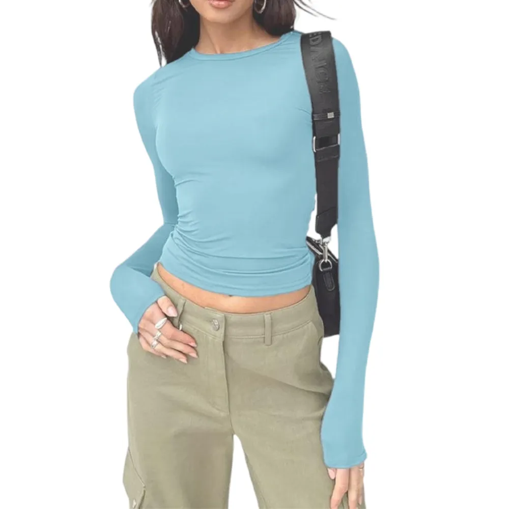 Women's Solid Long Sleeve Sports Tee