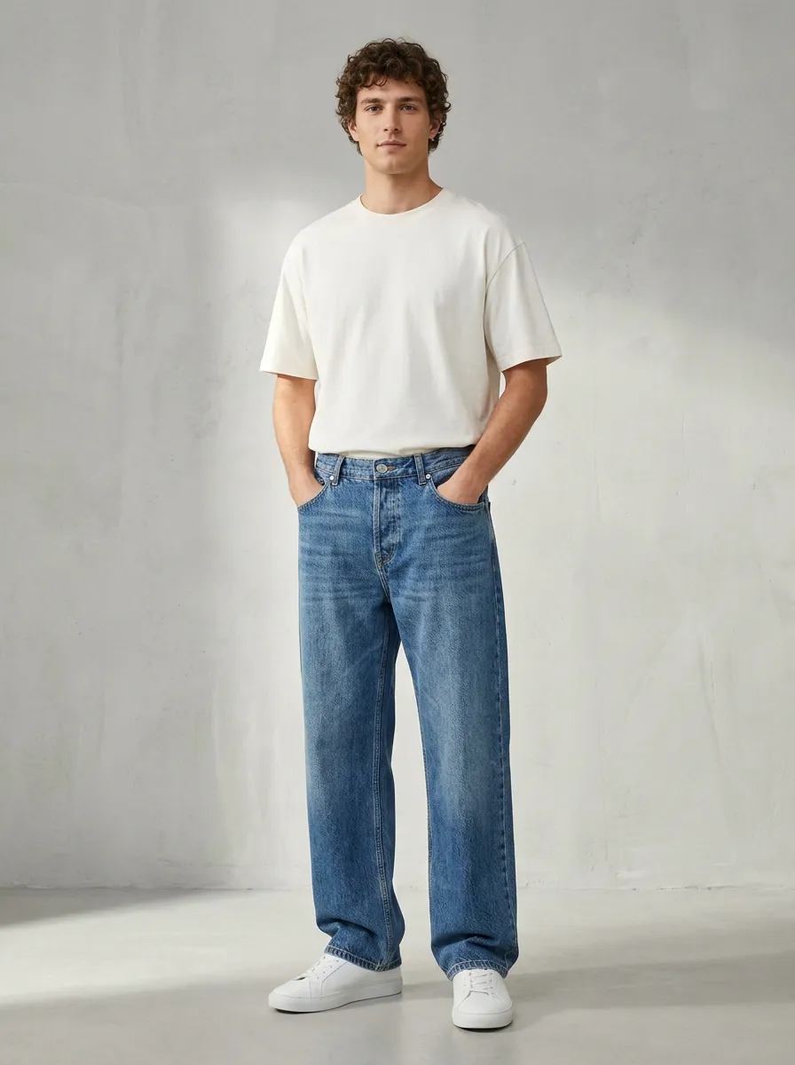 Men's Vintage Wash Relaxed Straight Leg Jeans