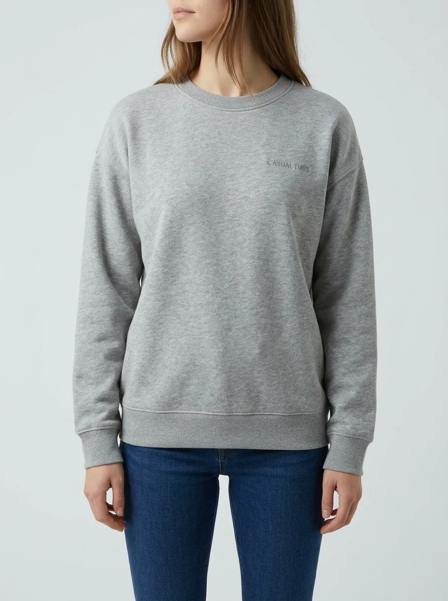 Women's Casual Days Letter Embroidered Grey Sweatshirt