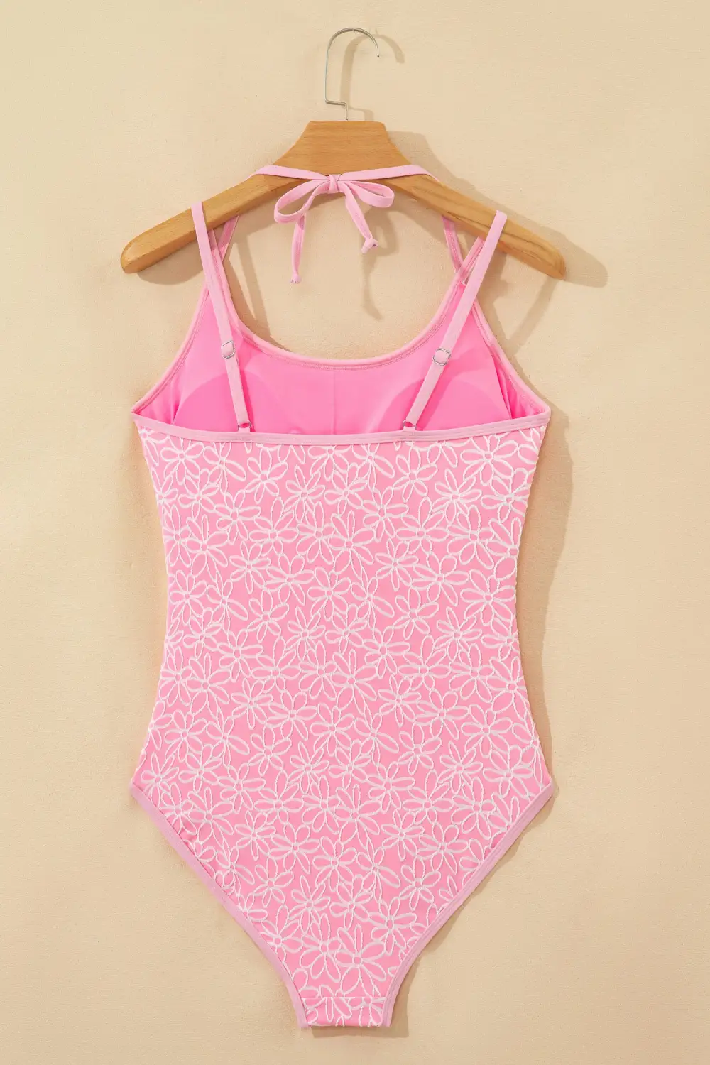 Corded Flower Texture Spaghetti One Piece Swimsuit