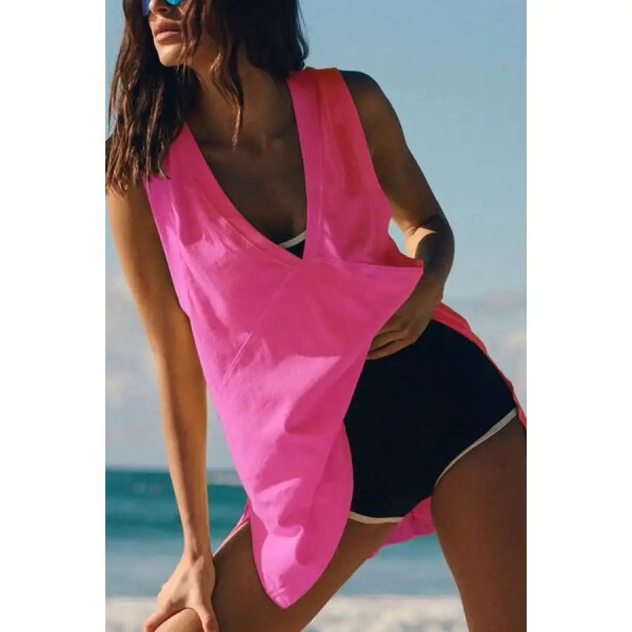 Side Slit V Neck Tank