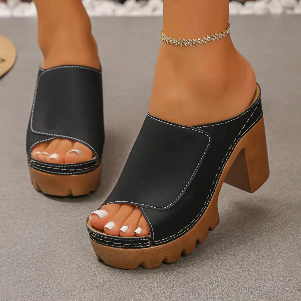 Chic Open Toe Block Heel Sandals