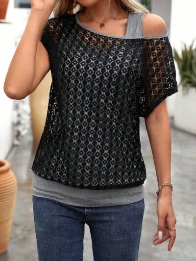 Everyday Short-Sleeve Lace-Detail T-Shirt