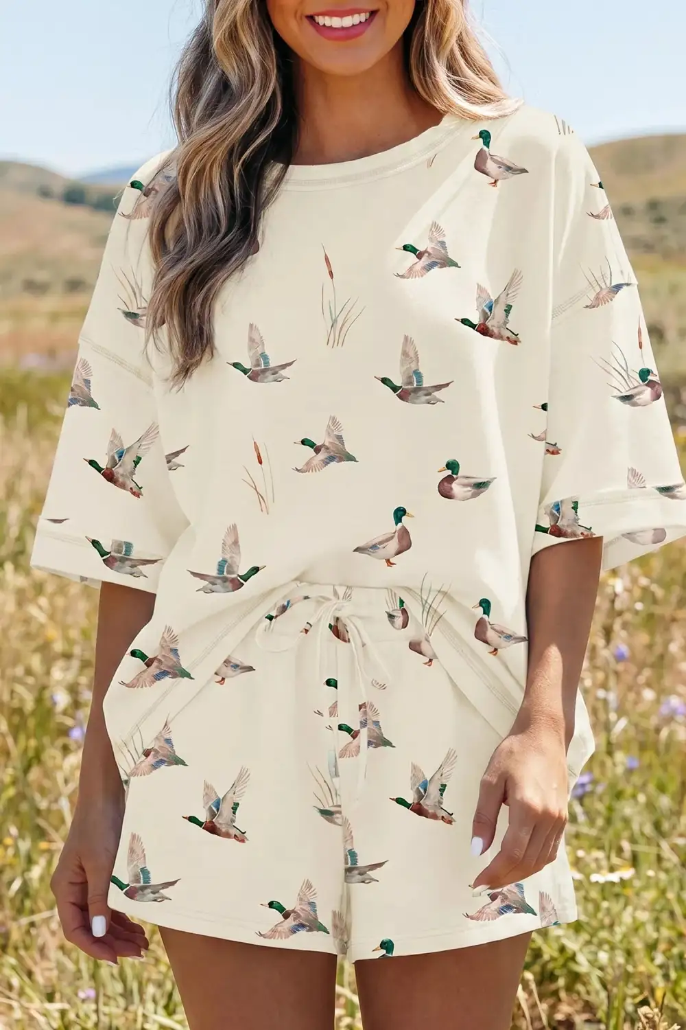 Comfortable Everyday Pajama Set Duck Pattern