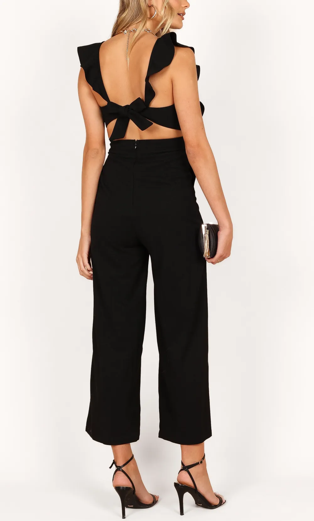 Classic Pocket Ruffled Short-Sleeve Jumpsuit