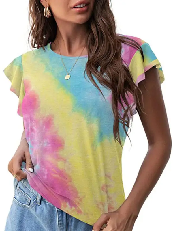 Simple Round-Neck Collared Short-Sleeve Knit T-Shirt