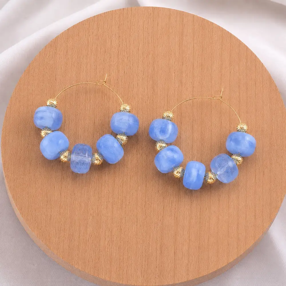 Boho Resin Beaded Hoop arrings