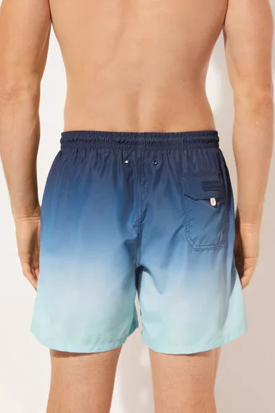 Elastic Waist Patterned Pocket Boxer Boxer Swim Shorts