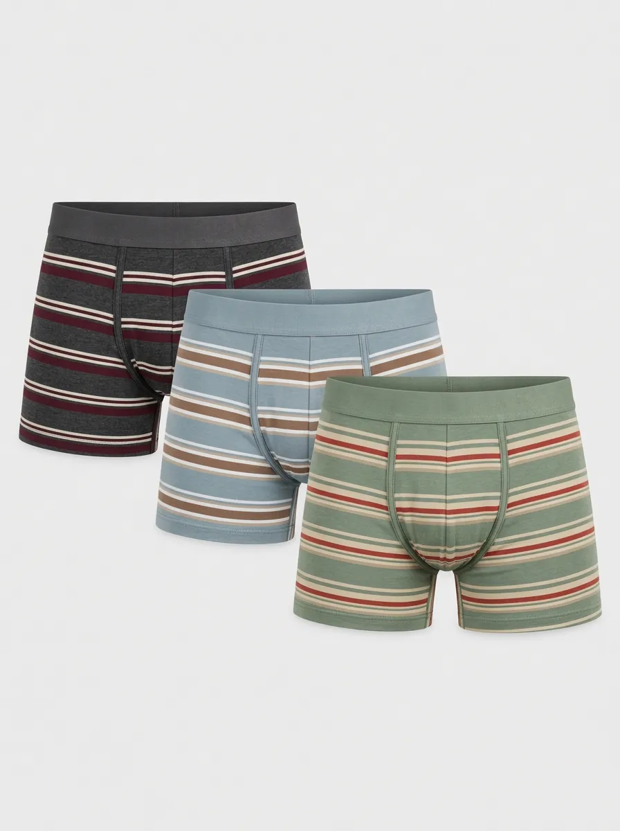 Men's Multicolor Striped Trunk Briefs - 3 Pack 3-Pack