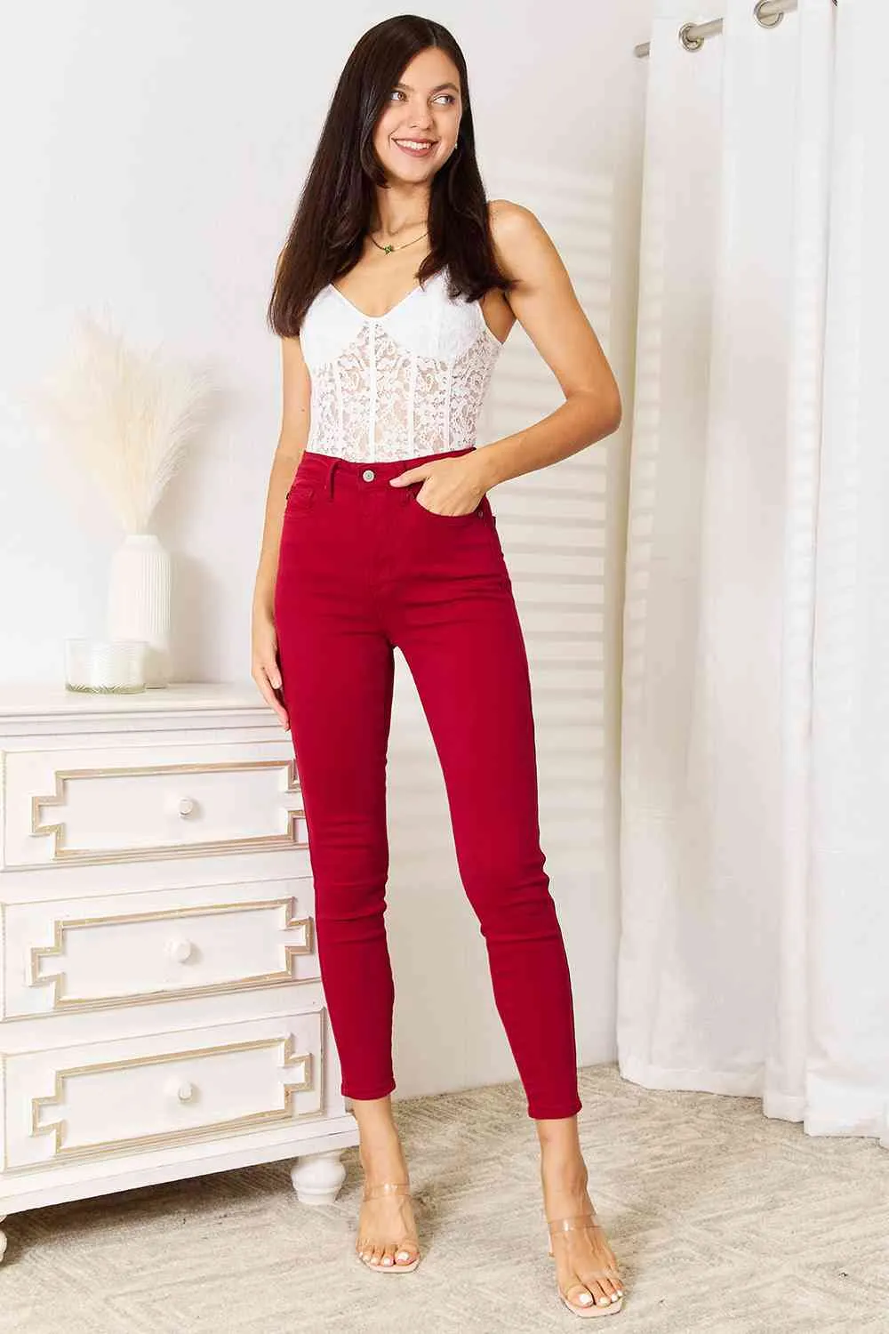 Utility High Waist Skinny Denim Jeans