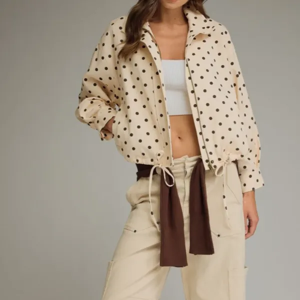 Relaxed Polka Dot Collared Jacket