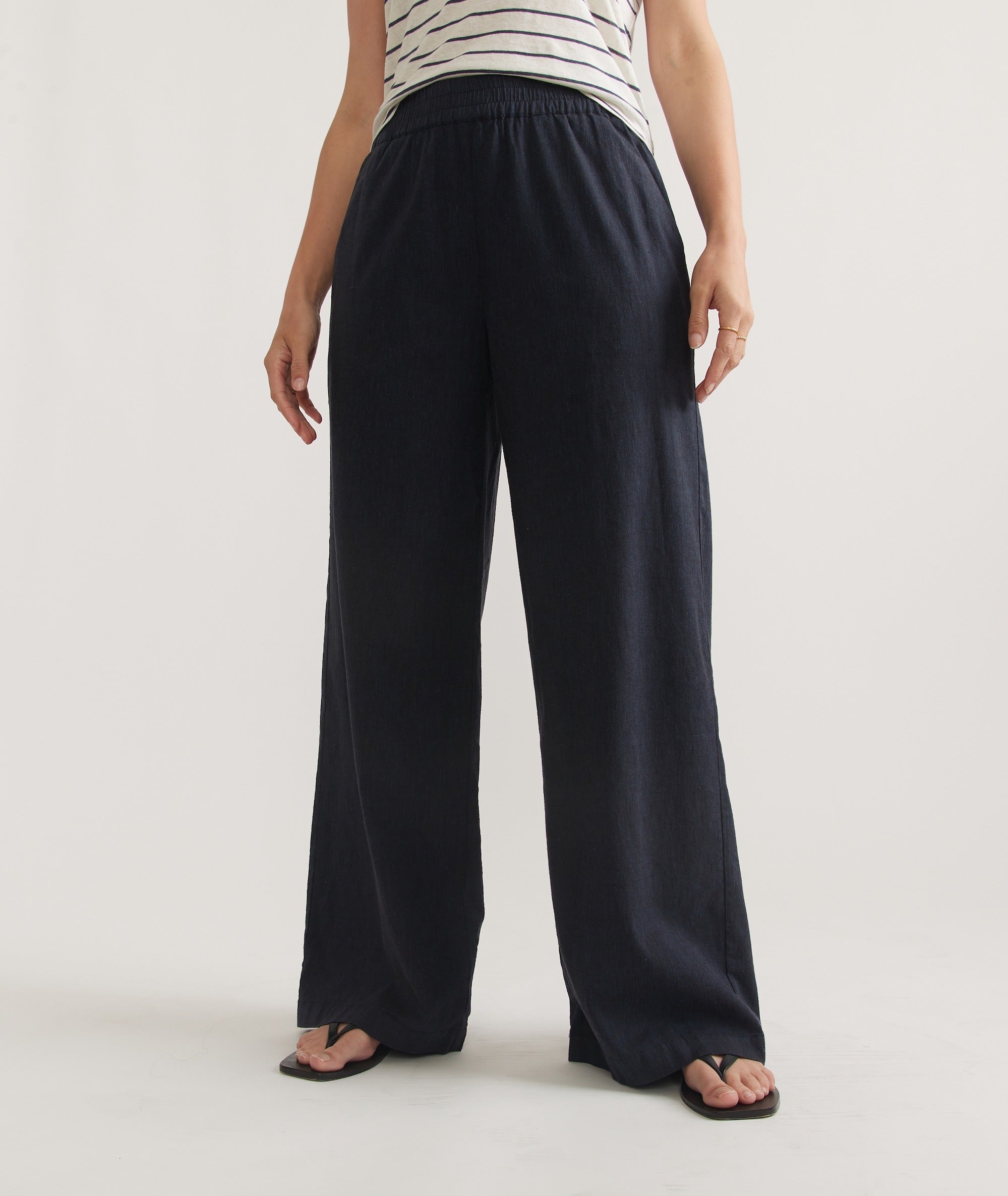 Hemp Blend Wide-Leg Trousers