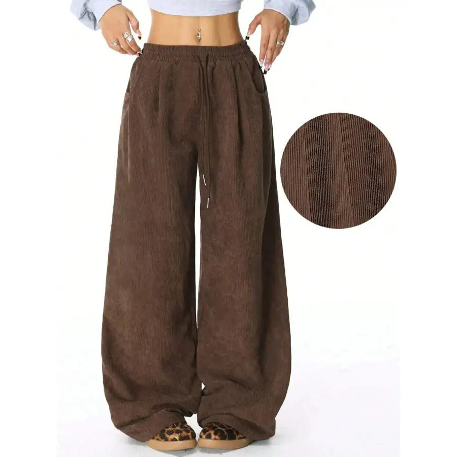 Modern Drawstring Wide Leg Pants