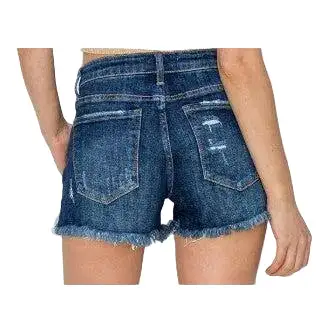 Denim Button Front Mid Rise Shorts