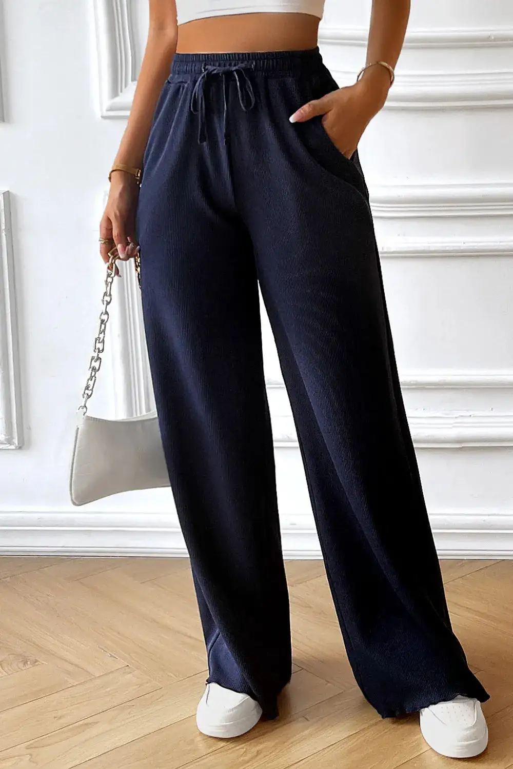 Casual Wide Leg Drawstring Pants