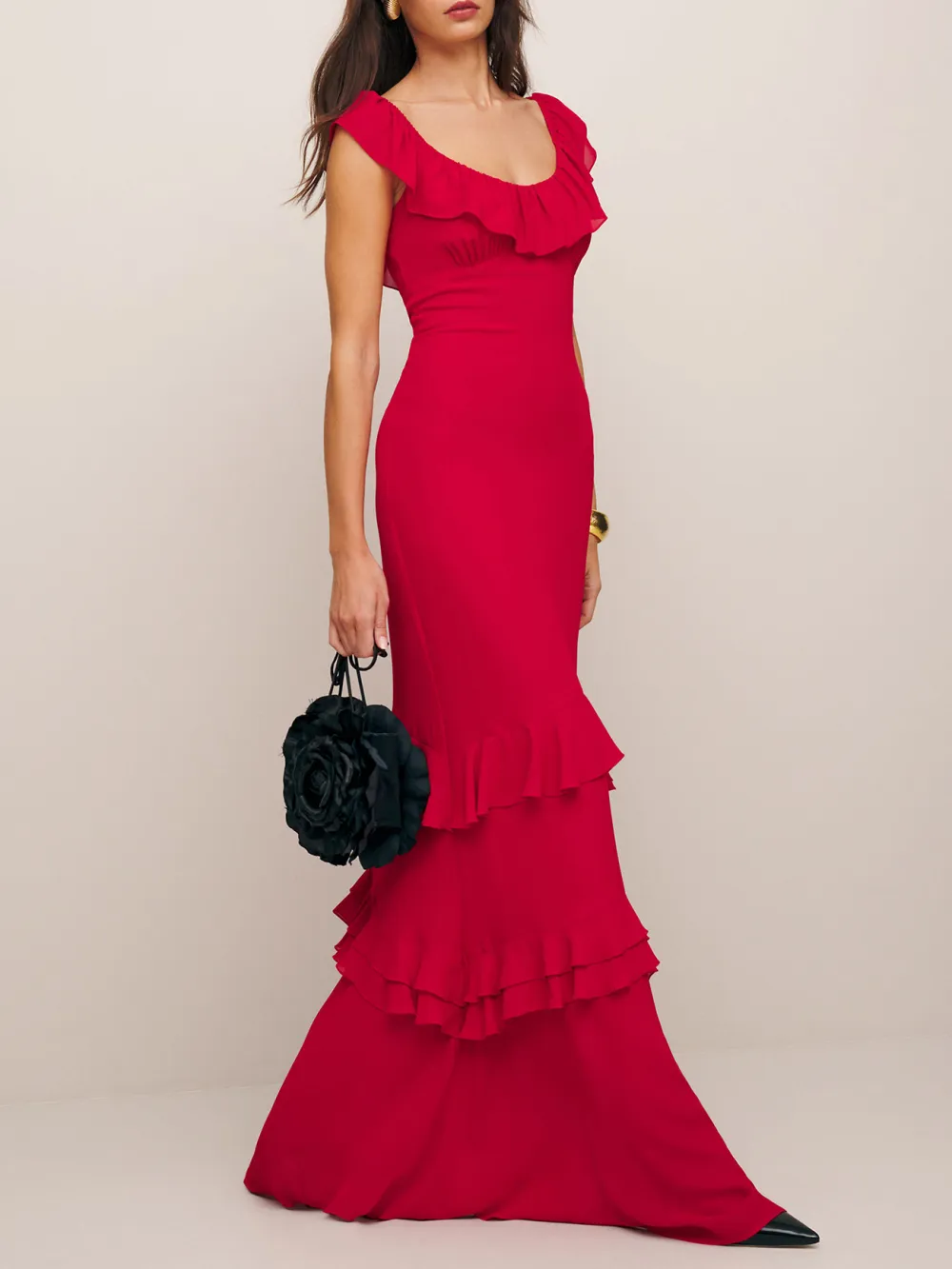 Floral Patterned Ruffled Maxi Dress