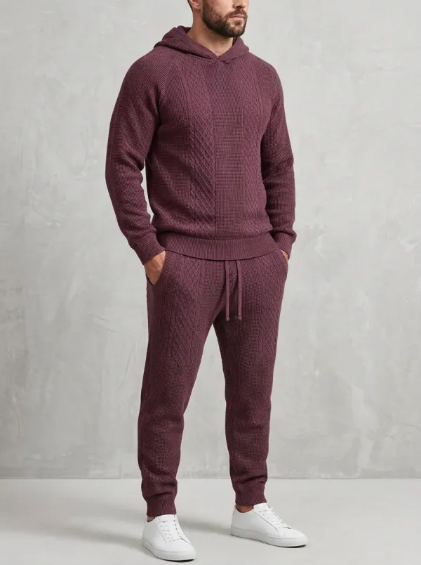 Refined Relaxed-Look Men's Knit Hoodie Jogger Set