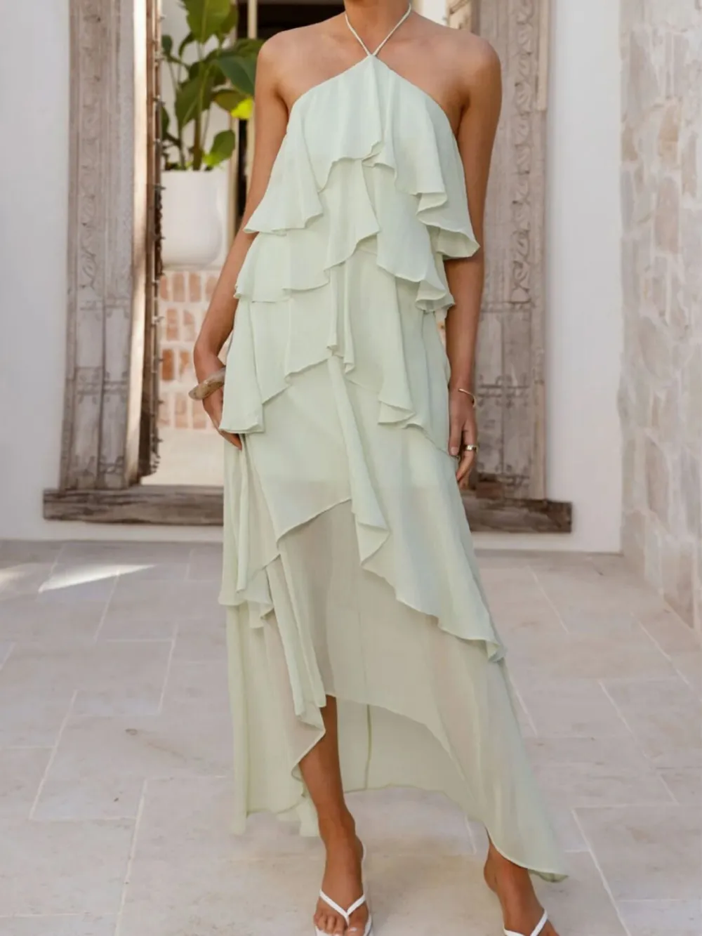 Clean Line Ruffle Dress