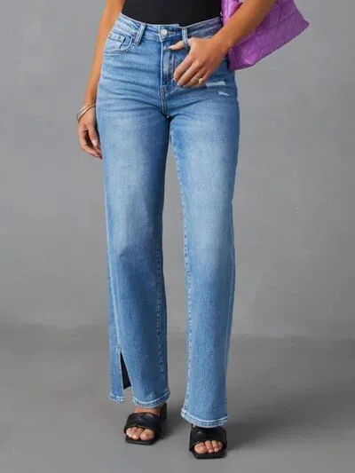 Modern Pocketed Slit Denim Jeans