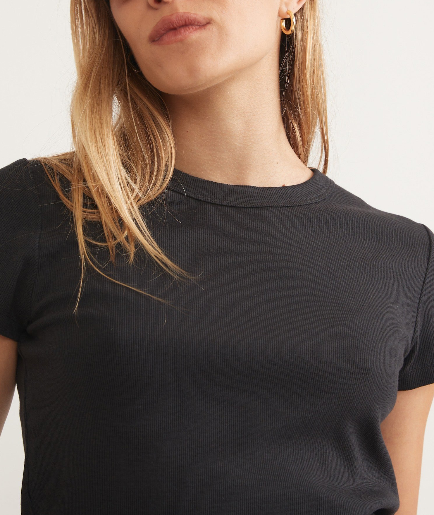 Solid Black Slim Fit Tee