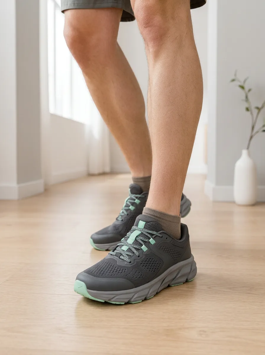 Men's Grey Mint Green Mesh Athletic Running Shoes