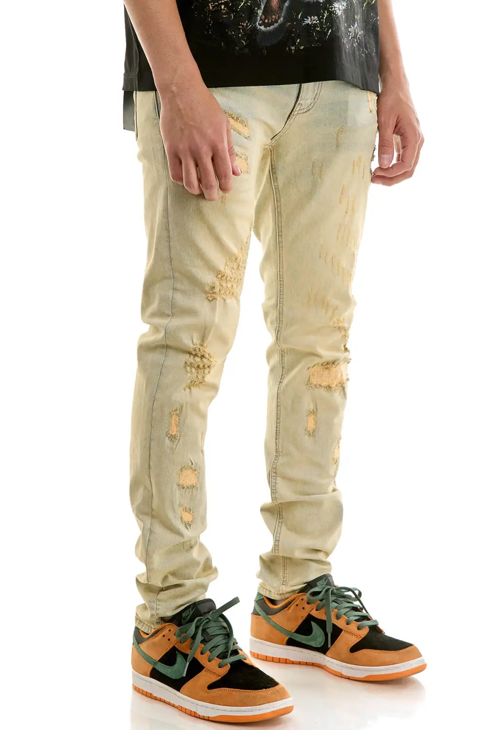 Men's Clean Skinny Stacked Distressed Jeans