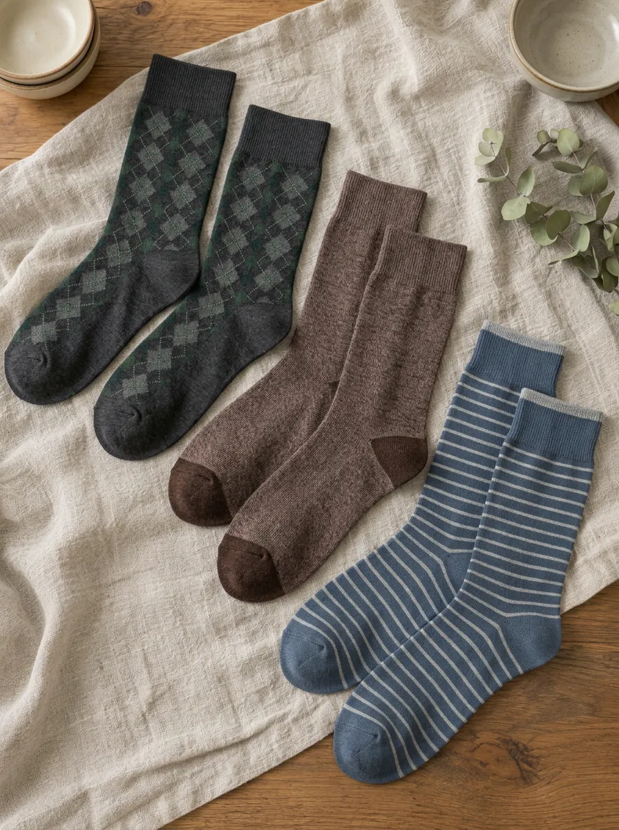 Men's Argyle Solid Striped Pattern Printed Socks 3-Pack