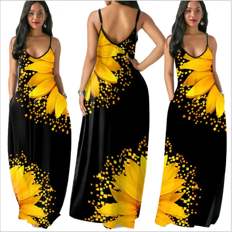 2023Women's Long Sleeveless V Neck Dress